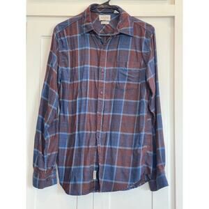 Weatherproof Vintage Luxe Flannel button up long sleeve Small rust and blue